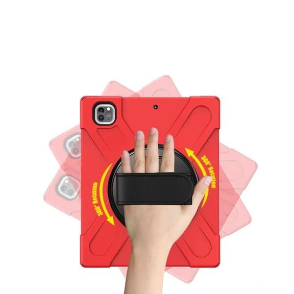 İpad Pro 2020 12.9'' ile Uyumlu Defender Zırhlı Silikon Tablet Kılıfı Kırmızı