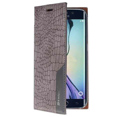 Galaxy S6 Edge ile Uyumlu Kılıf Rock Serisi Kapaklı Gri