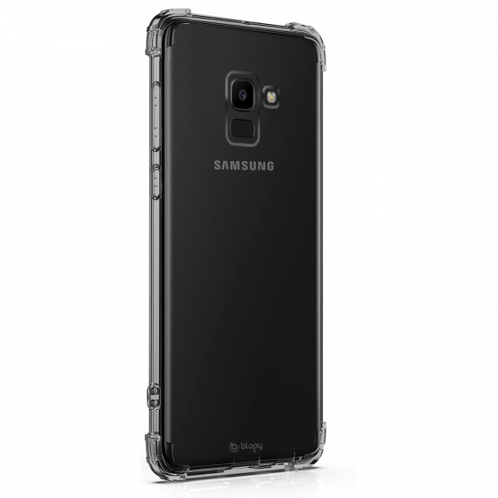Blogy Galaxy A8 Plus ile Uyumlu Crystal Fit Kılıf Smoke Black
