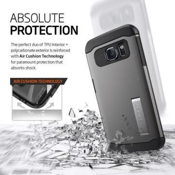 Spigen Galaxy S6 Edge ile Uyumlu Kılıf Slim Armor Gun Metal