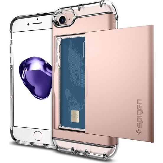 Spigen iPhone 7/8 ile Uyumlu Kılıf Crystal Wallet Cüzdan Rose Gold