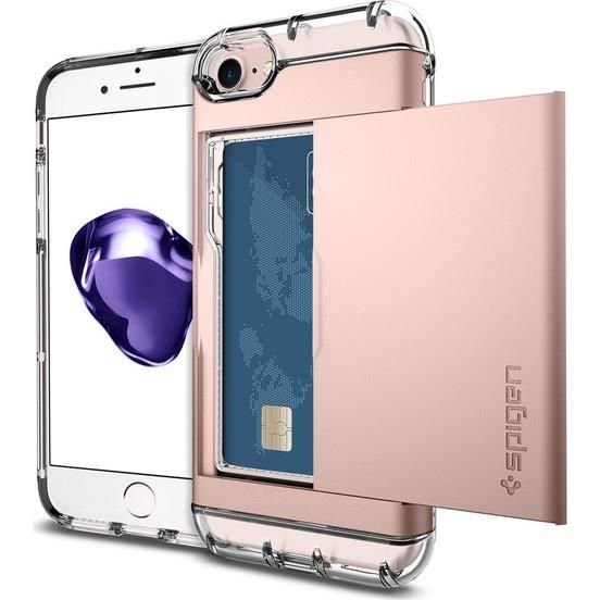 Spigen iPhone 7/8 ile Uyumlu Kılıf Crystal Wallet Cüzdan Rose Gold