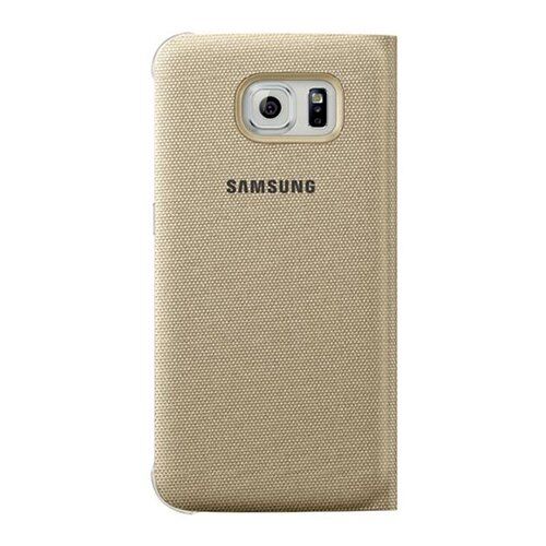 Galaxy S6 ile Uyumlu Flip Wallet (Tekstil) Altın  EF-WG920BFEGWW