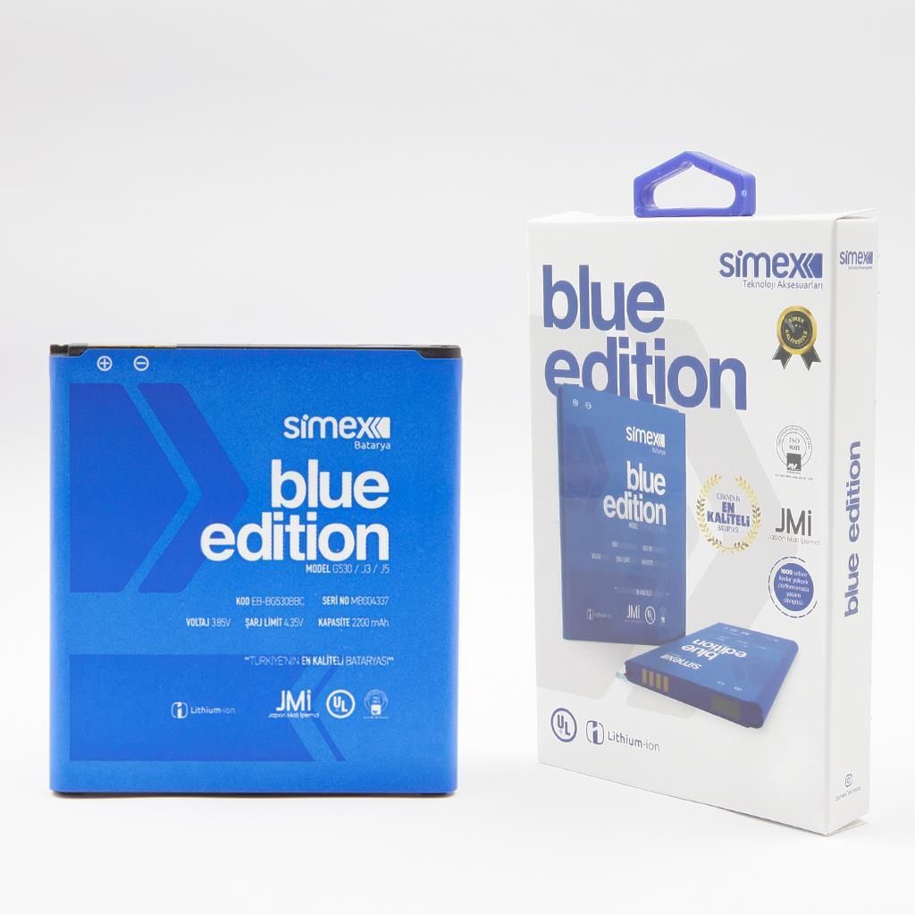 Simex G530/J3/J5 Galaxy Grand Prime ile Uyumlu SBT-03 EB-BG530BBC Batarya Blue Edition