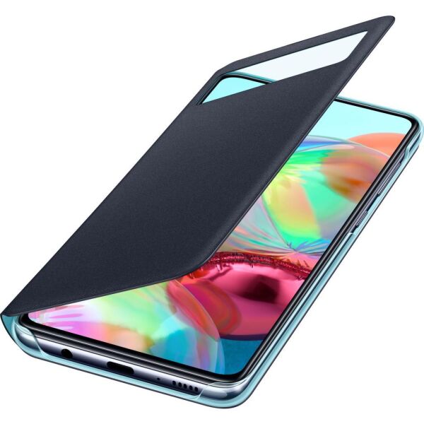 Galaxy A71 ile Uyumlu S View Kapaklı Kılıf Siyah EF-EA715PBEGWW