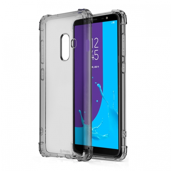 Blogy Galaxy J8 ile Uyumlu Crystal Fit Kılıf Smoke Black