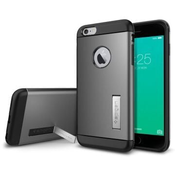 Spigen iPhone 6s Plus/6 Plus ile Uyumlu Kılıf Slim Armor Gun Metal