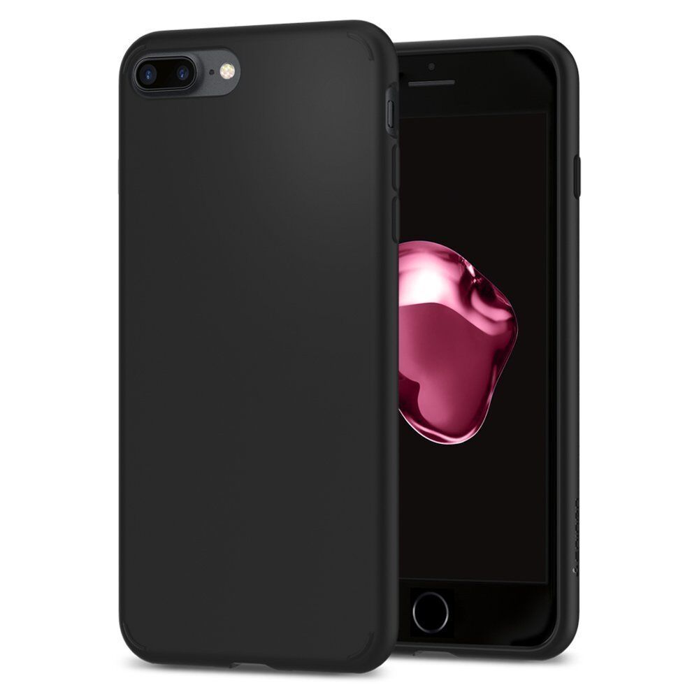 Spigen iPhone 7 Plus / 8 Plus ile Uyumlu Kılıf Liquid Crystal 4 Tarafı Tam Koruma Matte Black