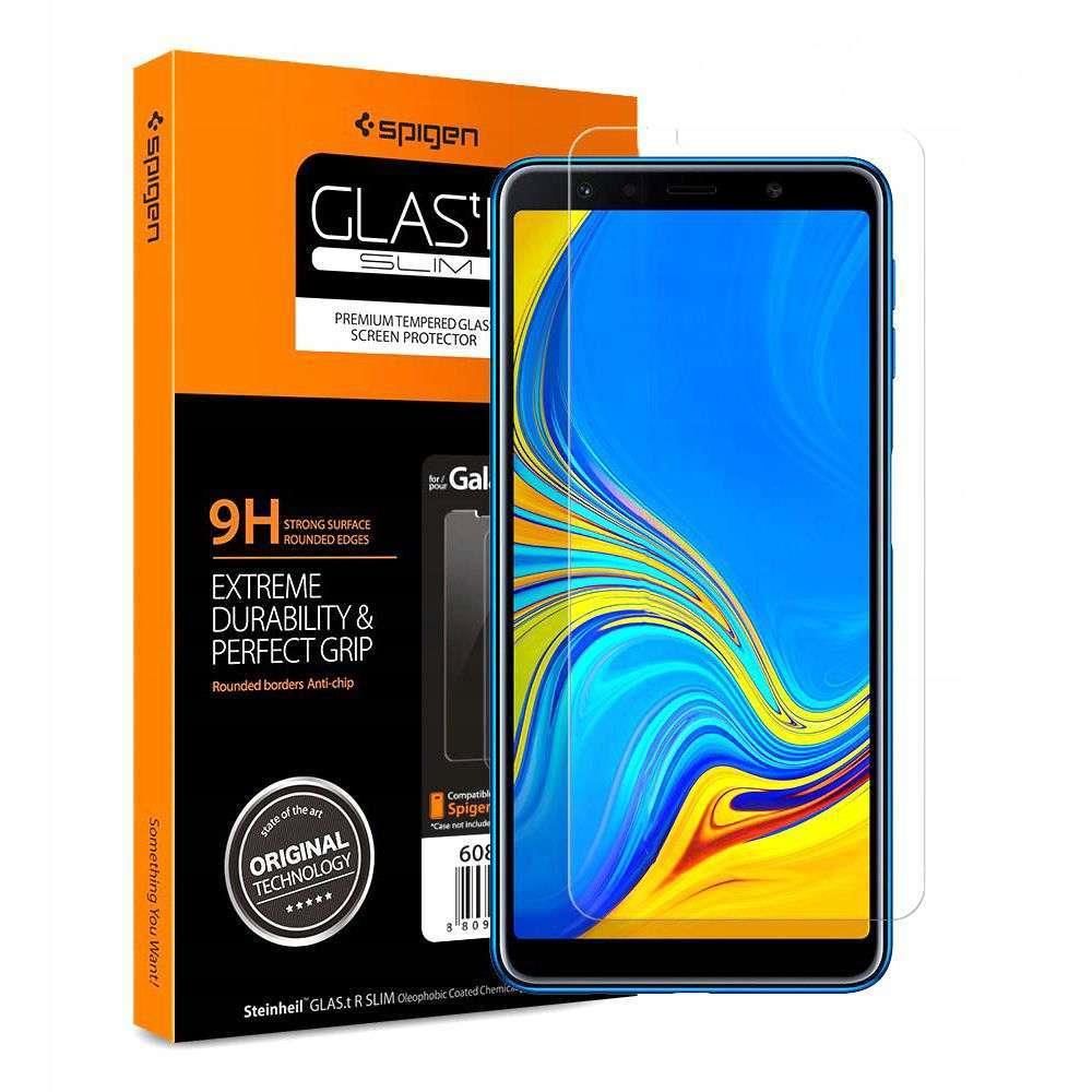 Spigen Galaxy A7 (2018) ile Uyumlu Ekran Koruyucu Glas.tR Slim HD