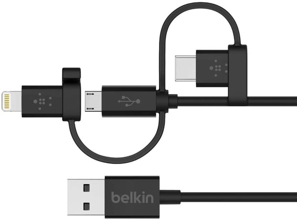 Belkin F8J050BT04-BLK Universal Kablo (Lightning-Micro USB-USB C)