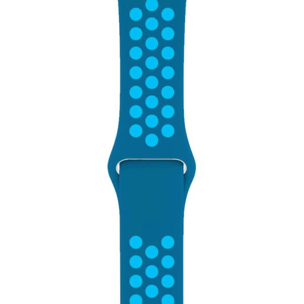 Apple Watch ile Uyumlu 42-44mm Silikon Kayış Mavi/Açık Mavi