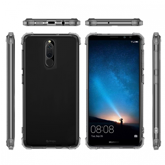 Blogy Mate 10 Lite ile Uyumlu Crystal Fit Kılıf Smoke Black