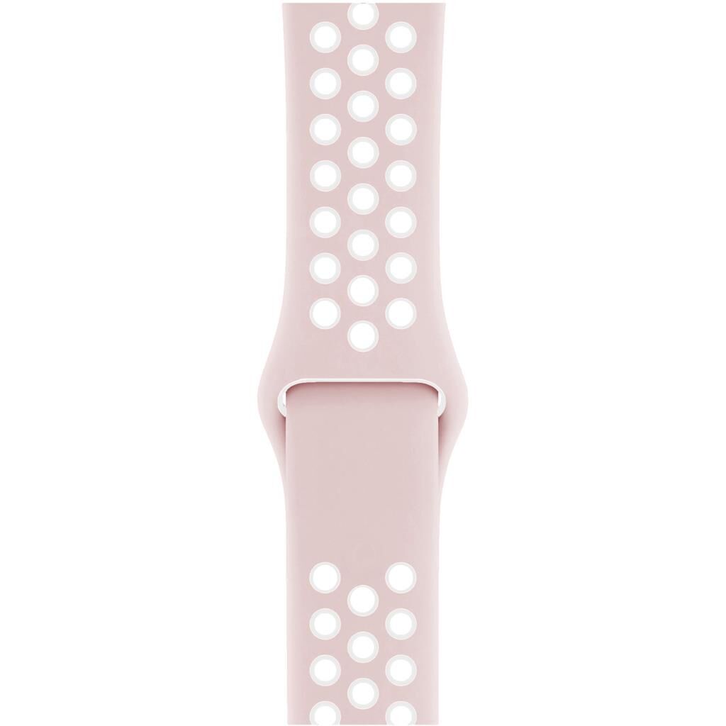 Apple Watch ile Uyumlu 42-44mm Silikon Kayış Pembe/Beyaz