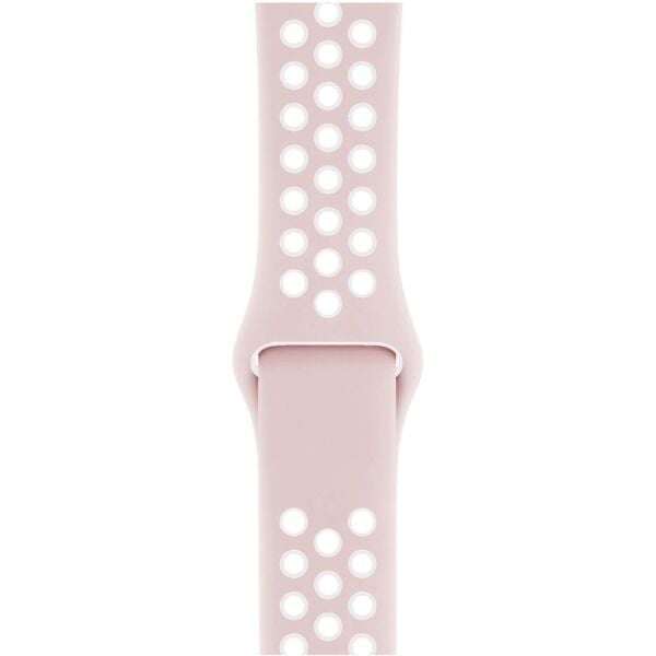 Apple Watch ile Uyumlu 42-44mm Silikon Kayış Pembe/Beyaz