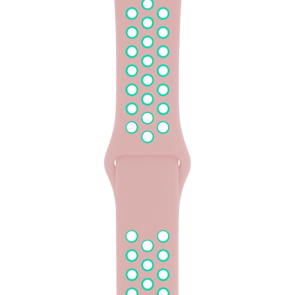 Apple Watch ile Uyumlu 42-44mm Silikon Kayış Pembe/Yeşil