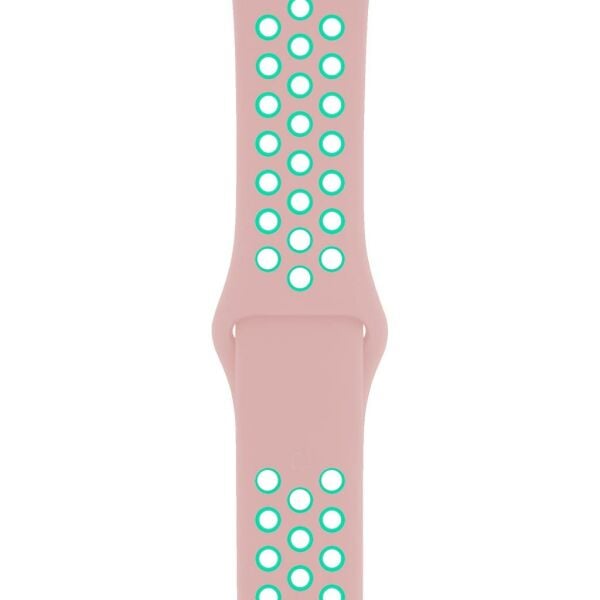 Apple Watch ile Uyumlu 42-44mm Silikon Kayış Pembe/Yeşil
