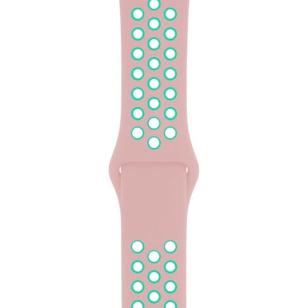 Apple Watch ile Uyumlu 42-44mm Silikon Kayış Pembe/Yeşil