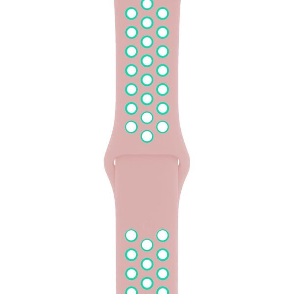 Apple Watch ile Uyumlu 42-44mm Silikon Kayış Pembe/Yeşil