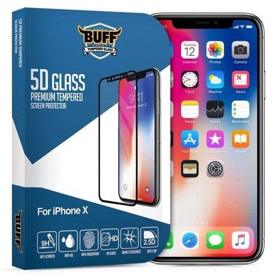 Buff iPhone X 5D ile Uyumlu Glass Ekran Koruyucu