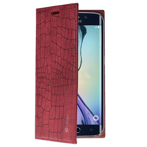 Galaxy S6 Edge ile Uyumlu Kılıf Rock Serisi Kapaklı Bordo