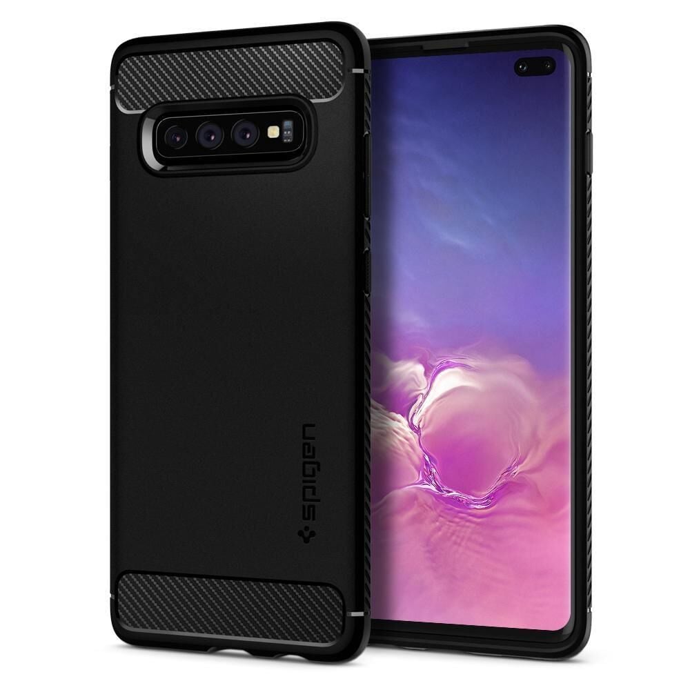 Spigen Galaxy S10 Plus ile Uyumlu Kılıf, Rugged Armor Matte Black