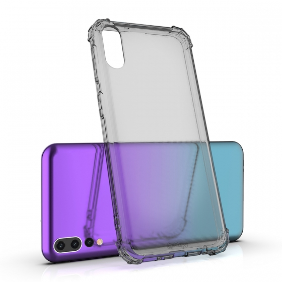 Blogy P20 Pro ile Uyumlu Crystal Fit Kılıf Smoke Black