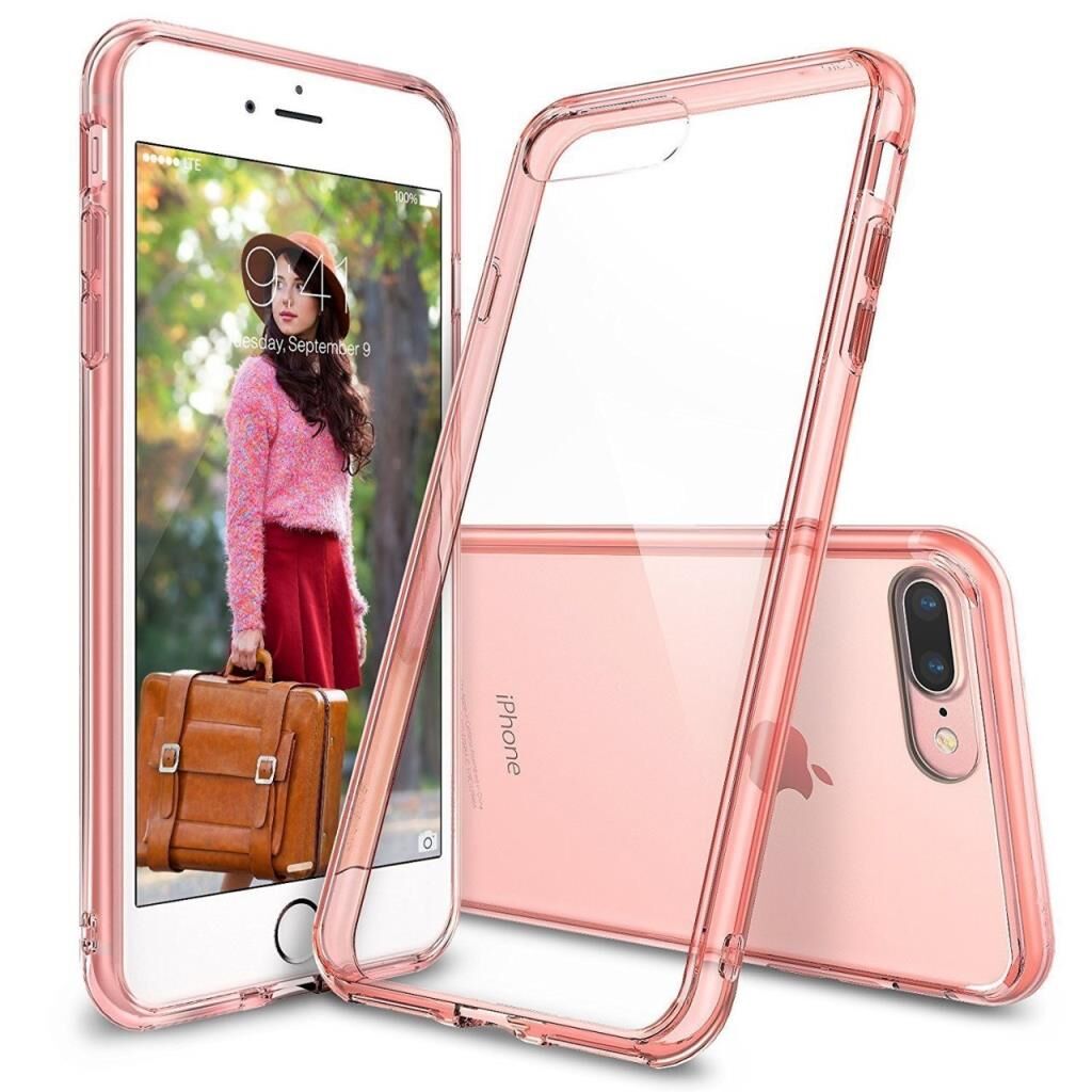 Ringke Fusion iPhone 7/8 Plus ile Uyumlu KIlıf Rose Gold TPU Bumper Extra Darbe Emici