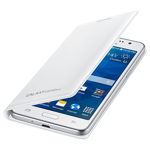 Galaxy Grand Prime ile Uyumlu Kılıf Flip Wallet Beyaz EF-WG530BWSEGWW