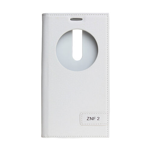 ZenFone 2 ile Uyumlu Kılıf Pencereli Safir Serisi Kapaklı  Beyaz