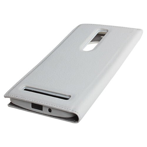 ZenFone 2 ile Uyumlu Kılıf Pencereli Safir Serisi Kapaklı  Beyaz