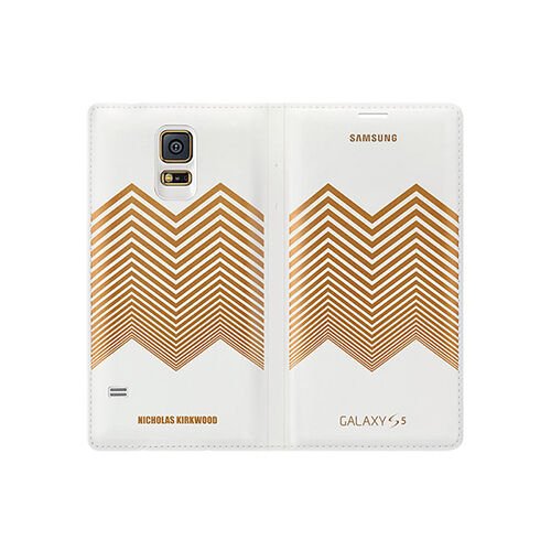 Galaxy S5 ile Uyumlu Nicholas Kırkwood Flip Wallet Kılıf Altın Desenli EF-WG900RLEGWW