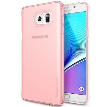 Ringke Slim Frost Galaxy Note 5 ile Uyumlu Kılıf Pink 4 Tarafı Saran Tam Koruma İnce Buzlu Şeffaf