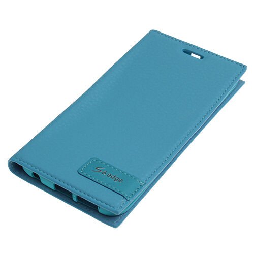 Galaxy S6 Edge ile Uyumlu Kılıf Kapaklı Safir Serisi Mavi