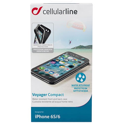 Cellular Line Suya Dayanıklı Voyager Compact Kılıf iPhone 6/6S ile Uyumlu Siyah