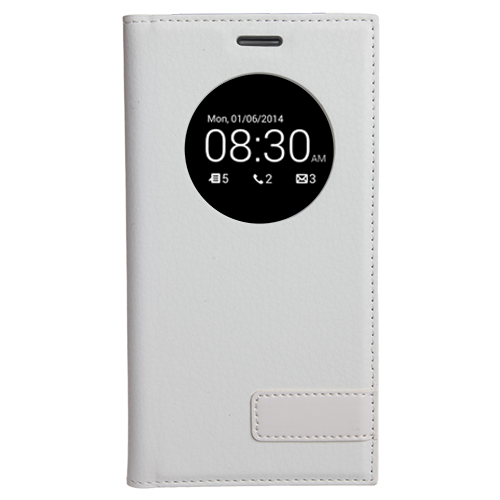 Zenfone 5 ile Uyumlu Kılıf Pencereli Kapaklı Safir Serisi Beyaz