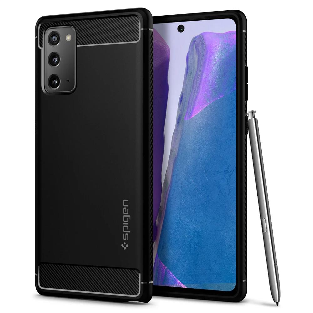 Spigen Galaxy Note 20 ile Uyumlu Kılıf Rugged Armor Black