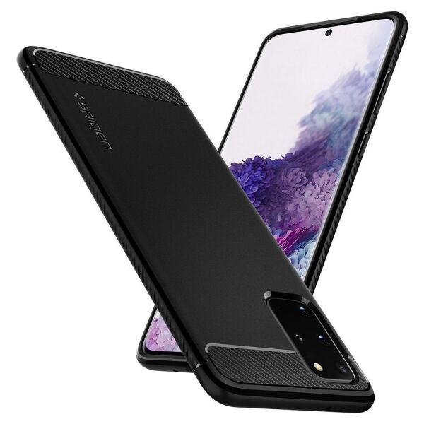 Spigen Galaxy S20 Plus ile Uyumlu Kılıf Rugged Armor Matte Black