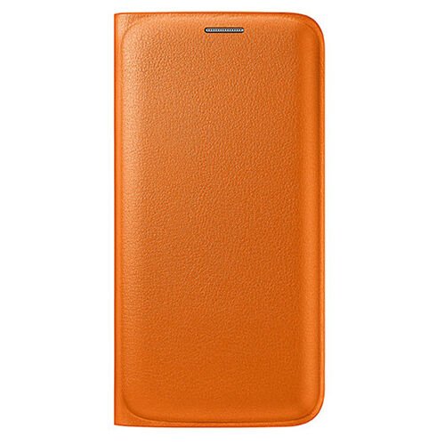 Galaxy S6 Edge ile Uyumlu Flip Wallet (Deri Görünümlü) Turuncu EF-WG925POEGWW (Out)