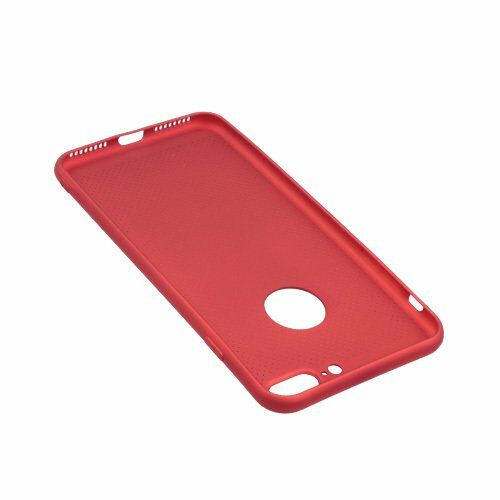 iPhone 7 Plus ile Uyumlu Rubber Delikli Silikon Kılıf Kırmızı