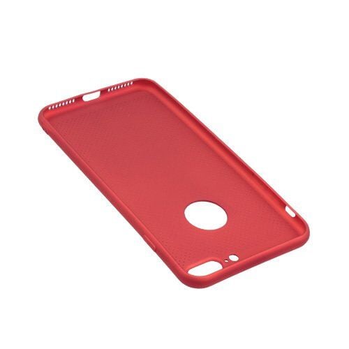 iPhone 7 Plus ile Uyumlu Rubber Delikli Silikon Kılıf Kırmızı
