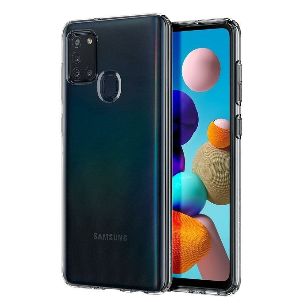 Spigen Galaxy A21s ile Uyumlu Kılıf Liquid Crystal 4 Tarafı Tam Koruma Crystal Clear