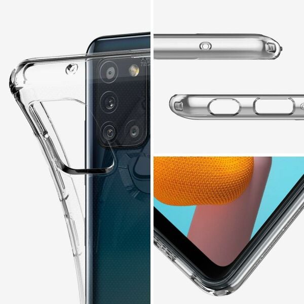 Spigen Galaxy A21s ile Uyumlu Kılıf Liquid Crystal 4 Tarafı Tam Koruma Crystal Clear