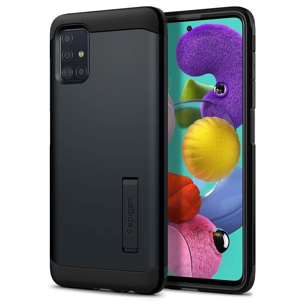Spigen Galaxy A51 ile Uyumlu Kılıf Tough Armor Metal Slate