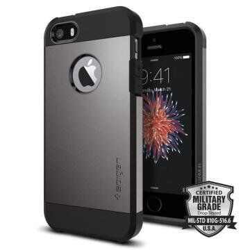 Spigen iPhone 5,5s,SE ile Uyumlu Kılıf Tough Armor Gun Metal