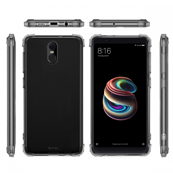 Blogy Red MI 5 Plus ile Uyumlu Crystal Fit Kılıf Smoke Black