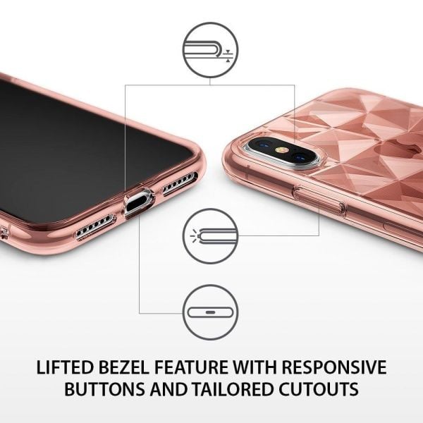 Ringke Air Prism 3D Elmas Yansıması iPhone XS ile Uyumlu KIlıf Rose Gold