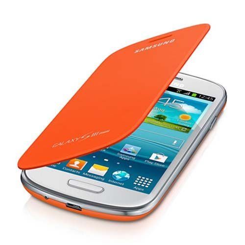 Galaxy S3 Mini i8190 i8200 ile Uyumlu Flip Cover Kılıf Turuncu EFC-1M7FOEGSTD