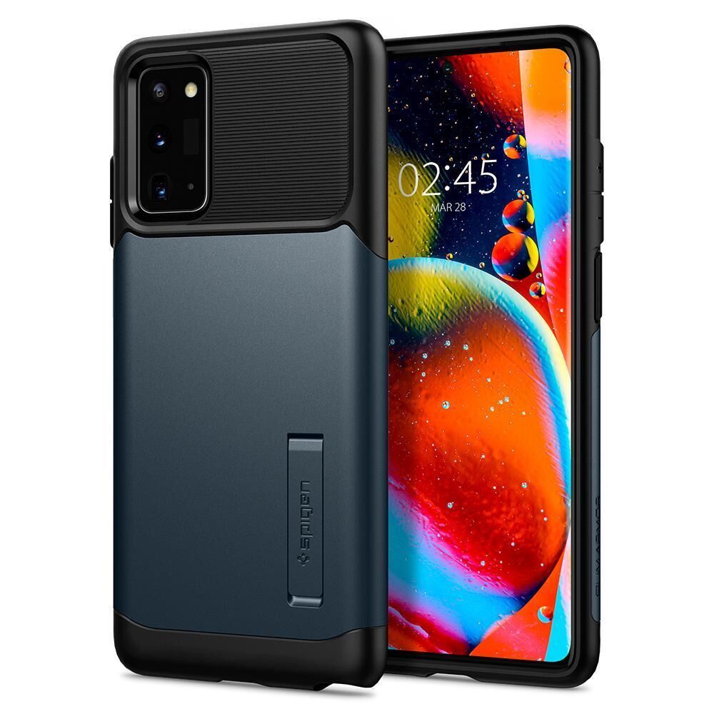 Spigen Galaxy Note 20 ile Uyumlu Kılıf Slim Armor Metal Slate