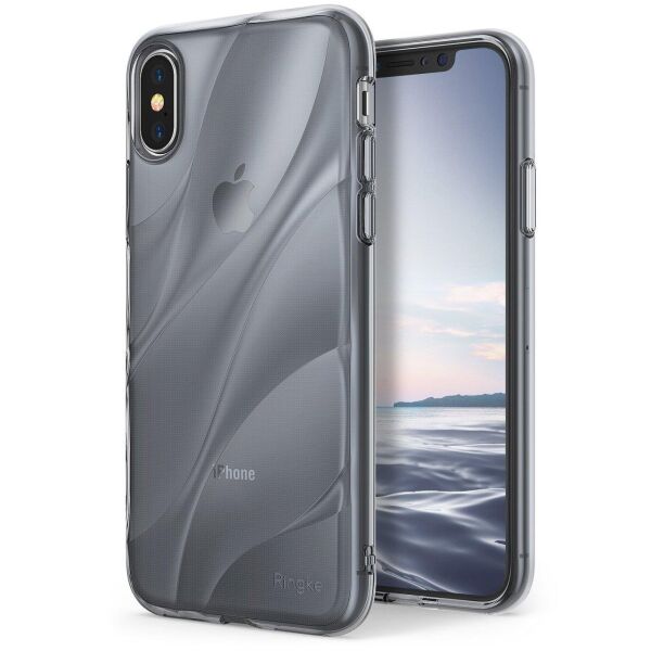 Ringke Flow iPhone XS ile Uyumlu KIlıf Smoke Black 3D Dalga Efekti Hafif Esnek Renkli Transparan 1.1 mm