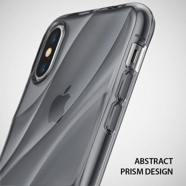 Ringke Flow iPhone XS ile Uyumlu KIlıf Smoke Black 3D Dalga Efekti Hafif Esnek Renkli Transparan 1.1 mm